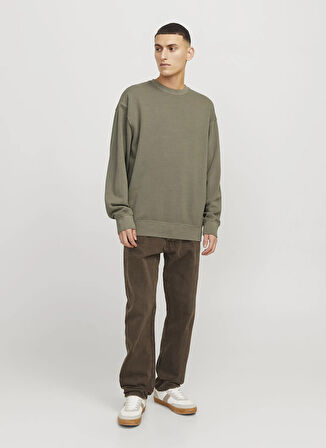 Jack & Jones Bisiklet Yaka Yeşil Erkek Sweatshırt 12268273_JJECHARGE FADED SWEAT CREW