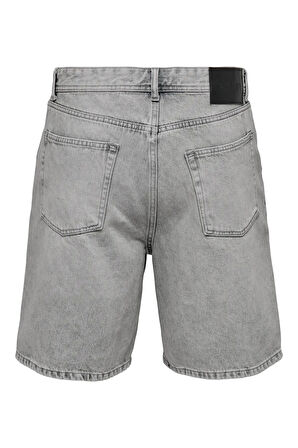 Only & Sons Erkek Onsfade Rahat Kalıp Jean Şort 22033157 Gri
