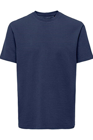 ONSKIAN LIFE REG SEERSUCKER SS TEE NOOS LACİVERT