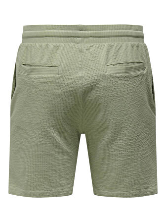 ONLY & SONS Erkek Seersucker Kumaş Rahat Kesim Şort - Açık Yeşil"