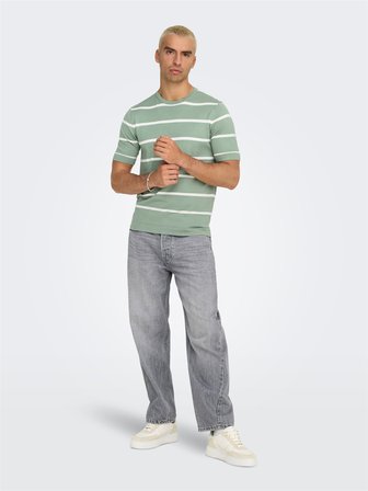 ONSWYLER LIFE REG 14 SS STRIPED KNIT Erkek Yeşil Kazak - OS22032764