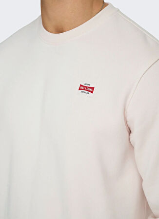 Only & Sons O Yaka Beyaz Erkek Sweatshırt ONSDAWSON REG CREW VD