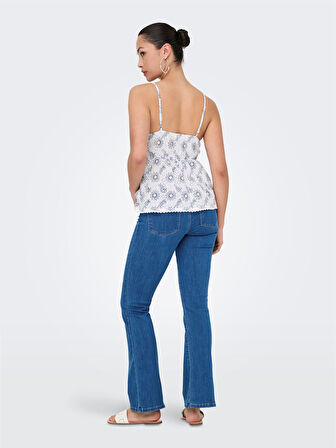 ONLANJA LIFE STRAP V-NECK SINGLET WVN Kadın Beyaz Bluz - 15344640