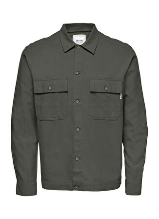 Only & Sons Normal Yeşil Düz Erkek Gömlek ONSKENNET LS LINEN OVERSHIRT NOOS