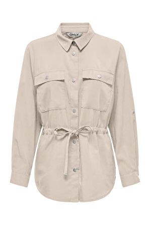 Only Kadın Onlarıs Belden Bağlamalı Katlanabilir Kol Detaylı İnce Ceket 15310852 Bej