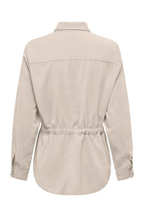 Only Kadın Onlarıs Belden Bağlamalı Katlanabilir Kol Detaylı İnce Ceket 15310852 Bej