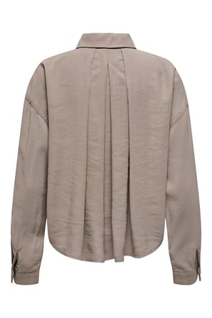 Only ONLARIS LIFE LS PLEAT SHIRT WVN Bej Kadın T-Shirt 15337947