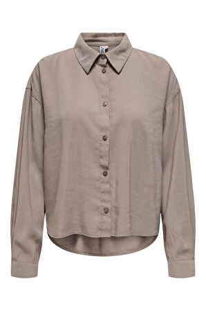 Only Kadın Onlarıs Rahat Kalıp Ön Taraf Kısa Arka Taraf Uzun Gömlek 15337947 Vizon