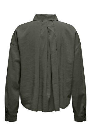 Only Kadın Onlarıs Rahat Kalıp Ön Taraf Kısa Arka Taraf Uzun Gömlek 15337947 Haki