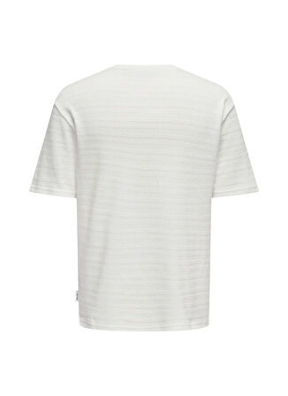 Only & Sons O Yaka Düz Beyaz Erkek T-Shirt ONSGIVO REG 12 SS CREW KNIT NOOS