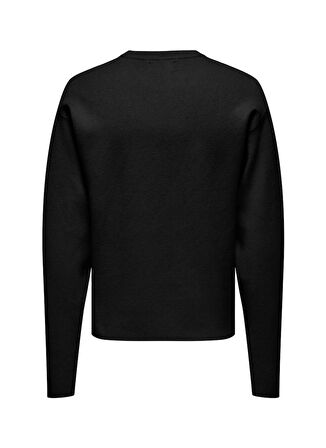 Only & Sons O Yaka Rahat Düz Siyah Erkek Kazak ONSCOOPER RLX LS 12 CREW KNIT