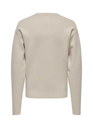 Only & Sons O Yaka Rahat Düz Ekru Erkek Kazak ONSCOOPER RLX LS 12 CREW KNIT
