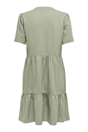 Only Kadın V Yaka Kısa Kollu Keten Elbise 