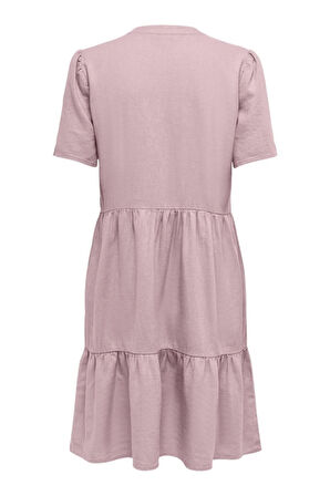 Only Kadın V Yaka Kısa Kollu Keten Elbise 