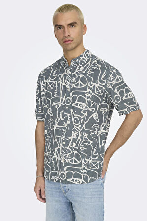 ONSBUD LIFE SS SLIM AOP VISC/LIN SHIRT 
