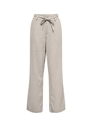Only Orta Bel Rahat Krem Kadın Pantolon ONLCARO MW LINEN BL STR BELT PANT C