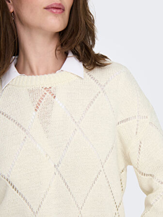 Only Kadın Yuvarlak Yaka Oversize Örme Kazak - 15339575