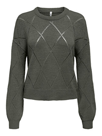 Only Kadın Yuvarlak Yaka Oversize Örme Kazak - 15339575