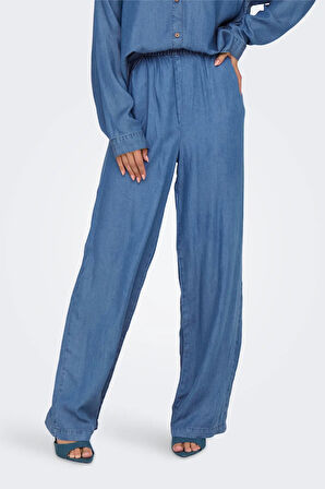 Only Kadın Onlcharıs Beli Lastikli Cep Detaylı Pantolon 15337938 Mavi