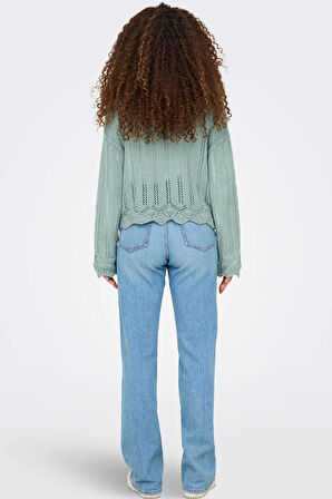 Only Kadın Regular Fit V Yaka Mavi Örme Kazak - 15339529