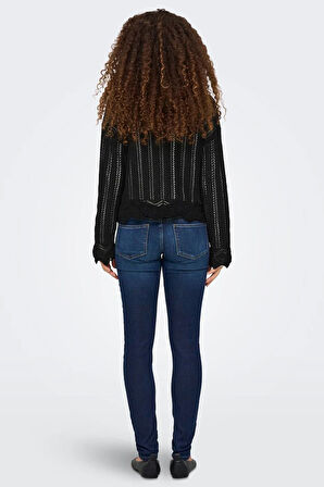Only Kadın Regular Fit V Yaka Siyah Örme Kazak - 15339529