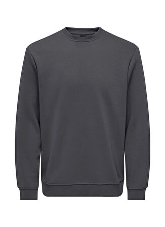 Only & Sons O Yaka Antrasit Erkek Sweatshırt ONSCONNOR LIFE REG CREW NECK SWEAT