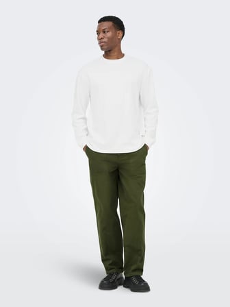 Only & Sons Onscaspian Airlfex Rlx LS Tee Noos Erkek Tişört Beyaz (22031941)