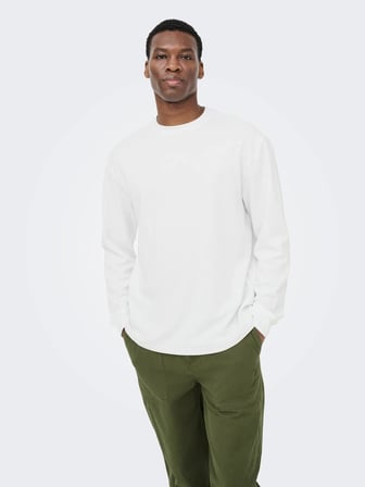 Only & Sons Onscaspian Airlfex Rlx LS Tee Noos Erkek Tişört Beyaz (22031941)