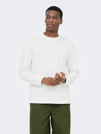 Only & Sons Onscaspian Airlfex Rlx LS Tee Noos Erkek Tişört Beyaz (22031941)
