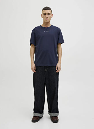 Jack & Jones Bisiklet Yaka Lacivert Erkek T-Shirt 12271257_JJJAYCE TEE SS CREW NECK