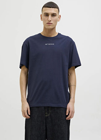 Jack & Jones Bisiklet Yaka Lacivert Erkek T-Shirt 12271257_JJJAYCE TEE SS CREW NECK
