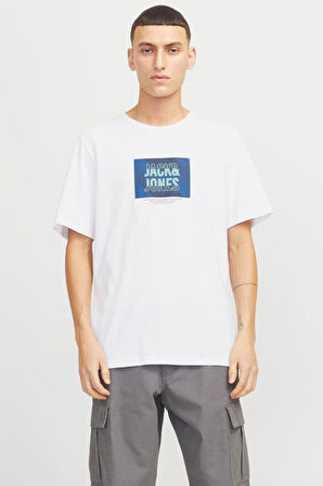 JJHUDSON TEE SS CREW NECK LN  BEYAZ
