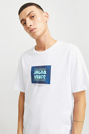 JJHUDSON TEE SS CREW NECK LN  BEYAZ