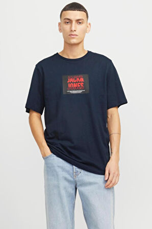 JJHUDSON TEE SS CREW NECK LN LACİVERT