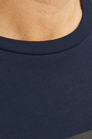 JJHUDSON TEE SS CREW NECK LN LACİVERT