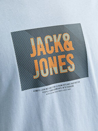 Jack Jones Erkek Jjhudson Yuvarlak Yaka  Mavi Tişört 12268477