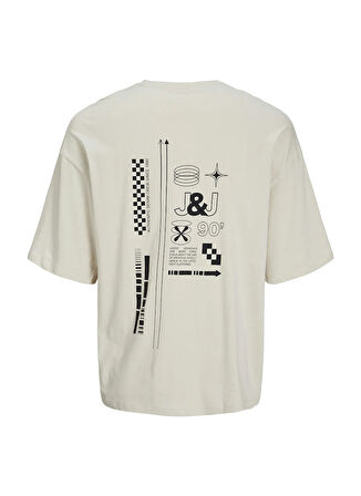 Jack & Jones Bisiklet Yaka Bej Erkek T-Shirt 12273506_JJALMOS TEE SS CREW NECK