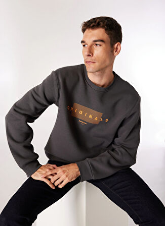 Jack & Jones Bisiklet Yaka Gri Erkek Sweatshırt 12275175_JORKEN SWEAT CREW NECK