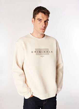 Jack & Jones Bisiklet Yaka Ekru Erkek Sweatshırt 12275175_JORKEN SWEAT CREW NECK