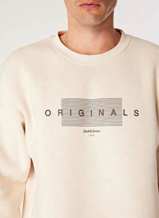 Jack & Jones Bisiklet Yaka Ekru Erkek Sweatshırt 12275175_JORKEN SWEAT CREW NECK