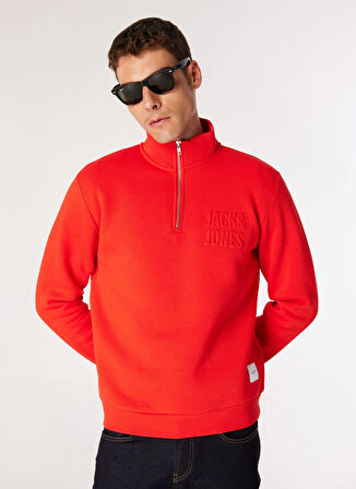 Jack & Jones Dik Yaka Kırmızı Erkek Sweatshırt 12275180_JCOOVE SWEAT HIGH NECK