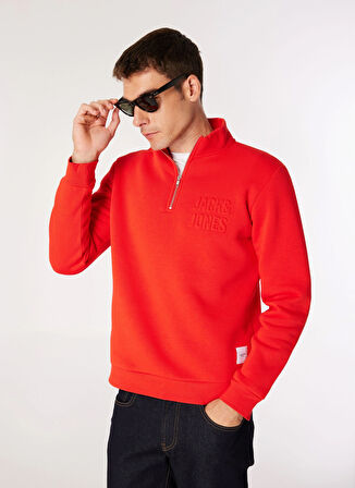 Jack & Jones Dik Yaka Kırmızı Erkek Sweatshırt 12275180_JCOOVE SWEAT HIGH NECK