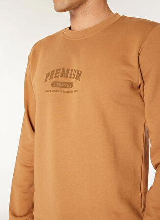 Jack & Jones Bisiklet Yaka Kahve Erkek Sweatshırt EXC 12275176_JPRBLAHAF SWEAT CREW