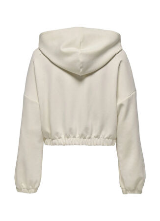 Only Kapüşon Yaka Düz Krem Kadın Sweatshırt ONLSCARLETT LIFE LS ZIP HOOD SWT NO