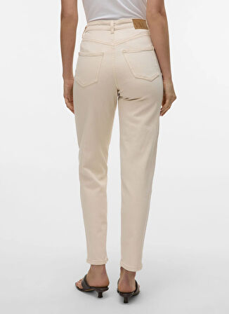 Vero Moda Yüksek Bel Düz Paça Mom Fit Ekru Kadın Denim Pantolon VMTESSA HR MOM JEANS ECRU GA