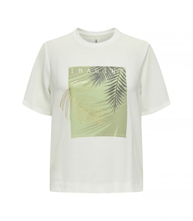 Only ONLNEWFLORA S/S ART O-NECK TOP BOX JRS Beyaz Kadın T-Shirt 15343900
