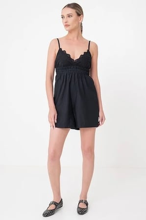 Only ONLLOU LIFE EMB STRAP PLAYSUIT PTM Siyah Kadın Şort 15342573