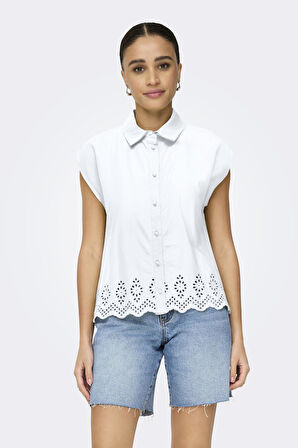 ONLLOU LIFE EMB S/S SHIRT PTM BEYAZ