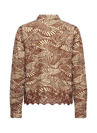 Only Normal Gömlek Yaka Desenli Bordo Kadın Gömlek ONLLOU LIFE EMB L/S SHIRT PTM