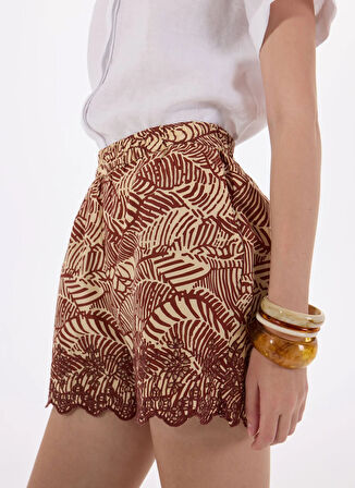 Only Normal Bel Rahat Bordo Kadın Şort ONLLOU LIFE EMB LOOSE SHORTS WVN